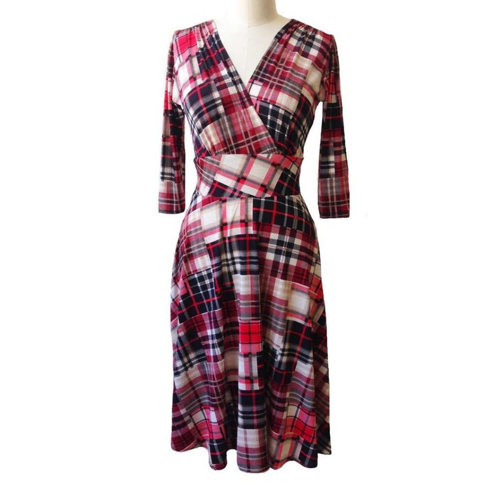 Karina Dresses Megan XS Red & Black Plaid